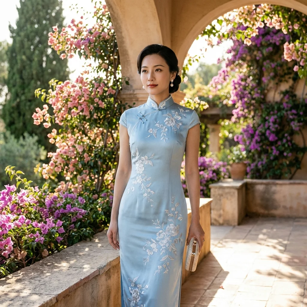 Qipao midi para boda de día